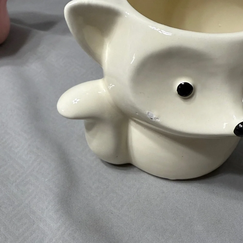 Set of 3 Fox Shaped Ceramic Planters Pink Blue Cream Small Potted or Air Plants
